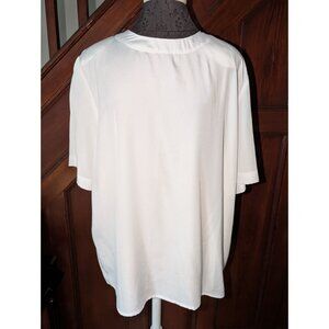 Vintage Laura Jayne Collection Womens White Blouse 18W Short Sleeve Lightweight